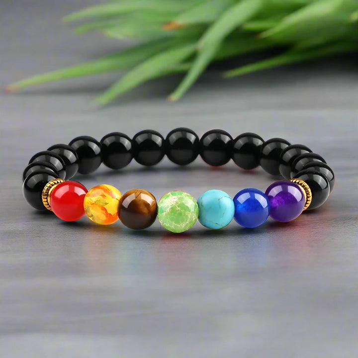 2Pcs Natural Stone 7 Chakra Unisex Beaded Adjustable Braided Bracelets