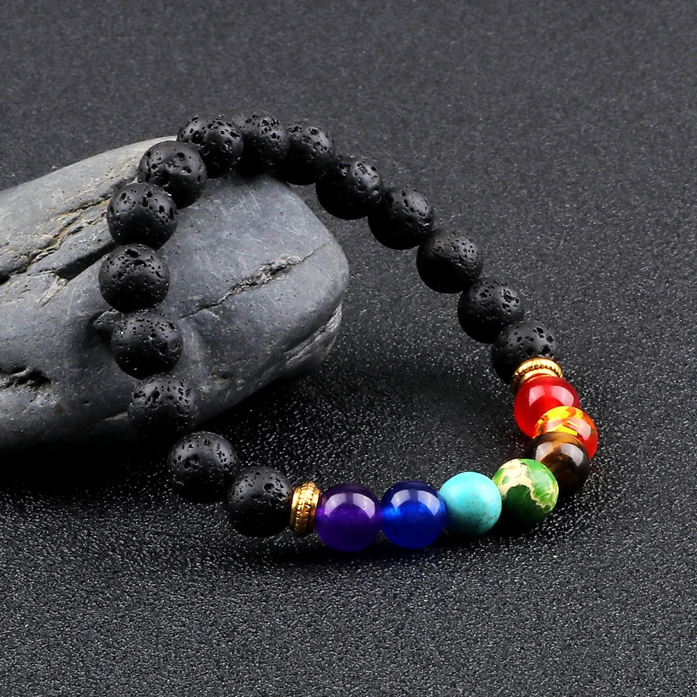 2Pcs Natural Stone 7 Chakra Unisex Beaded Adjustable Braided Bracelets