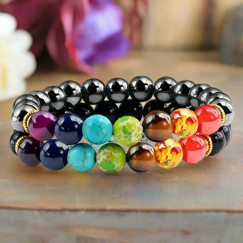 2Pcs 7 Chakra Unisex Strand Bracelet