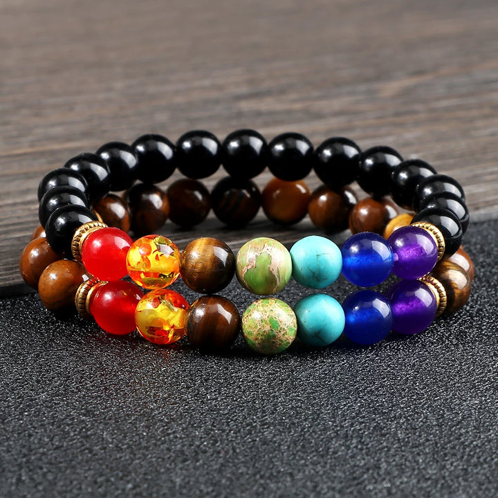 2Pcs 7 Chakra Unisex Strand Bracelet